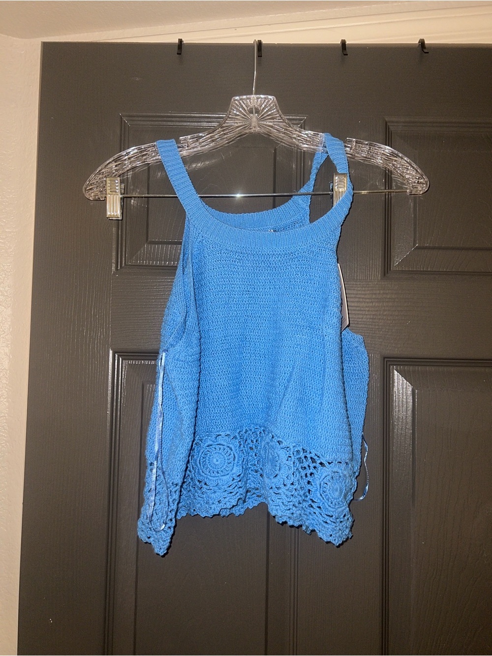 Sincerely Jules Bright Blue Crochet-Hem Tank